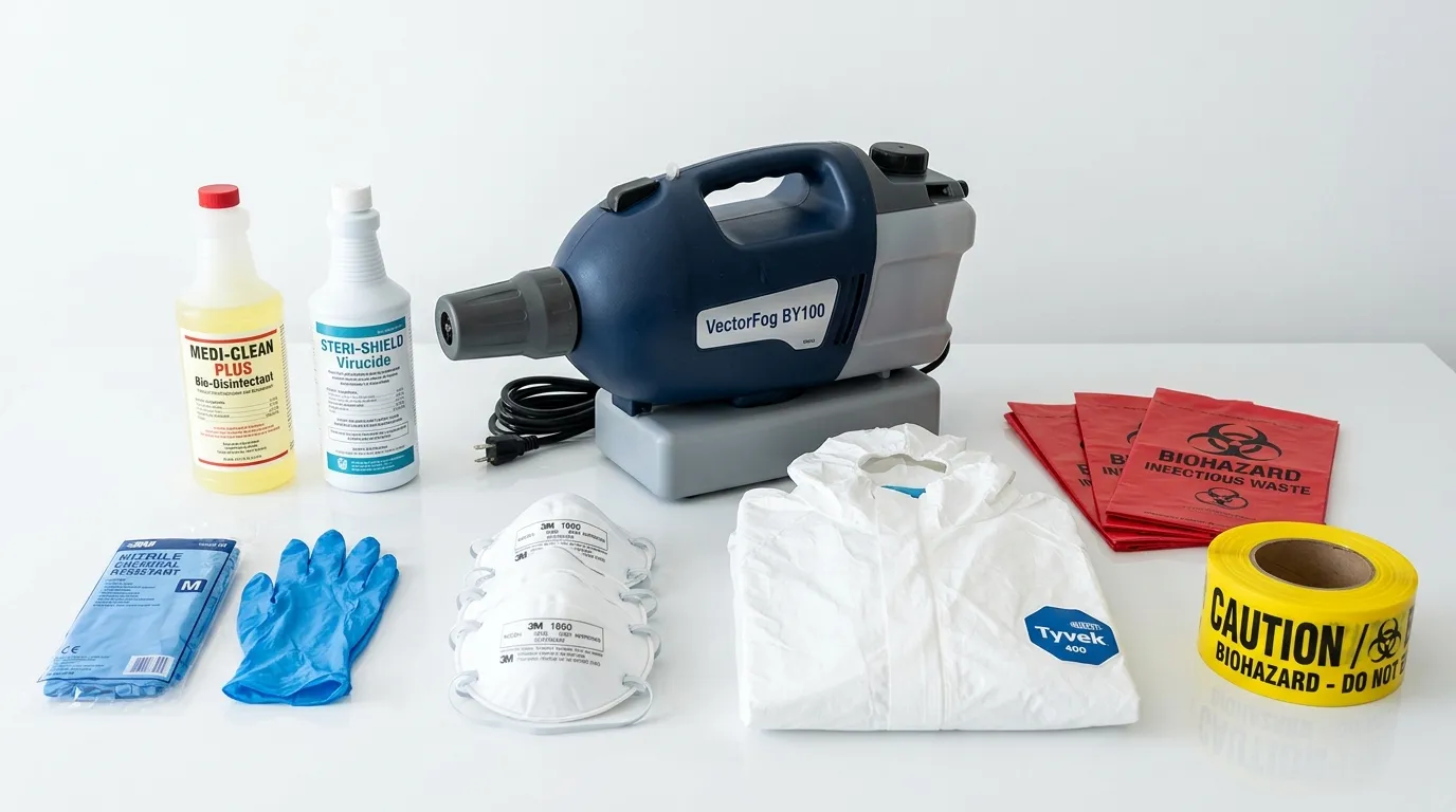 Professional biohazard remediation crew working in Waukegan